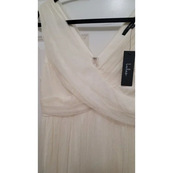 NWT! Lulus Mesmerized By You Cream Dotted Tulle Midi Dress - Picture 12 of 13